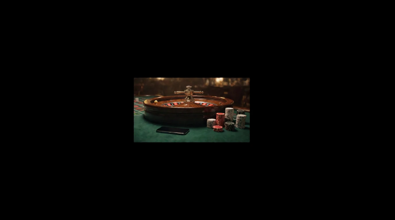 Elegant roulettehjul med casinofärgade marker på grönt filtbord