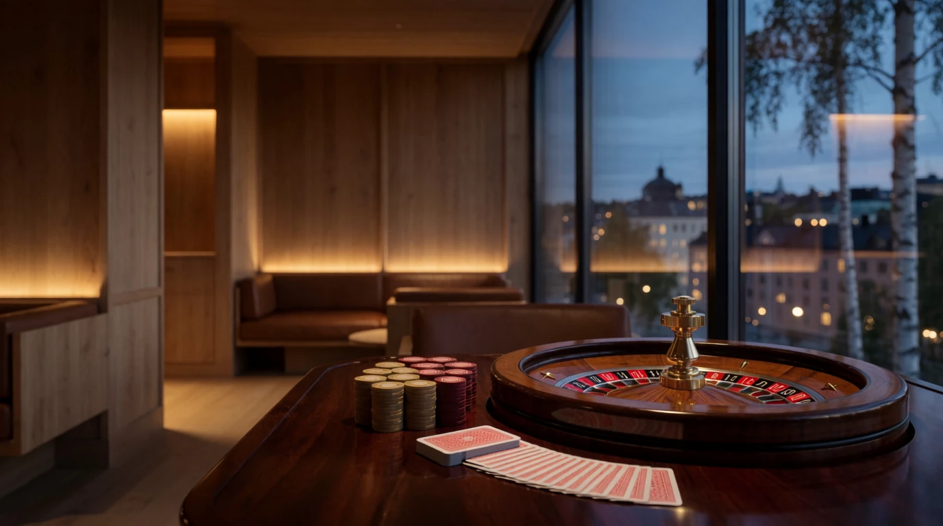 Svenskt casinokväll med roulette och marker